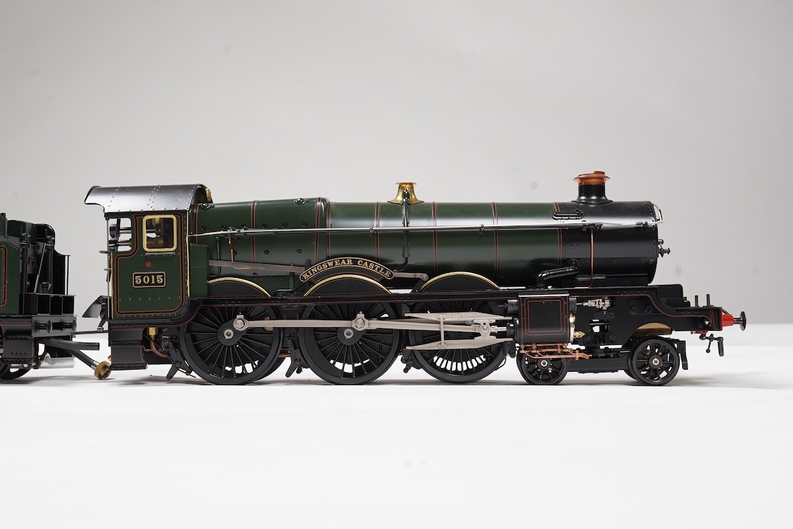 A Gauge One Aster Hobbies live steam GWR Castle Class, 4-6-0 tender locomotive, Kingswear Castle 5015, the factory ‘Built Up’ version, with spirit fired working four cylinder motion, with assembly instructions, operating